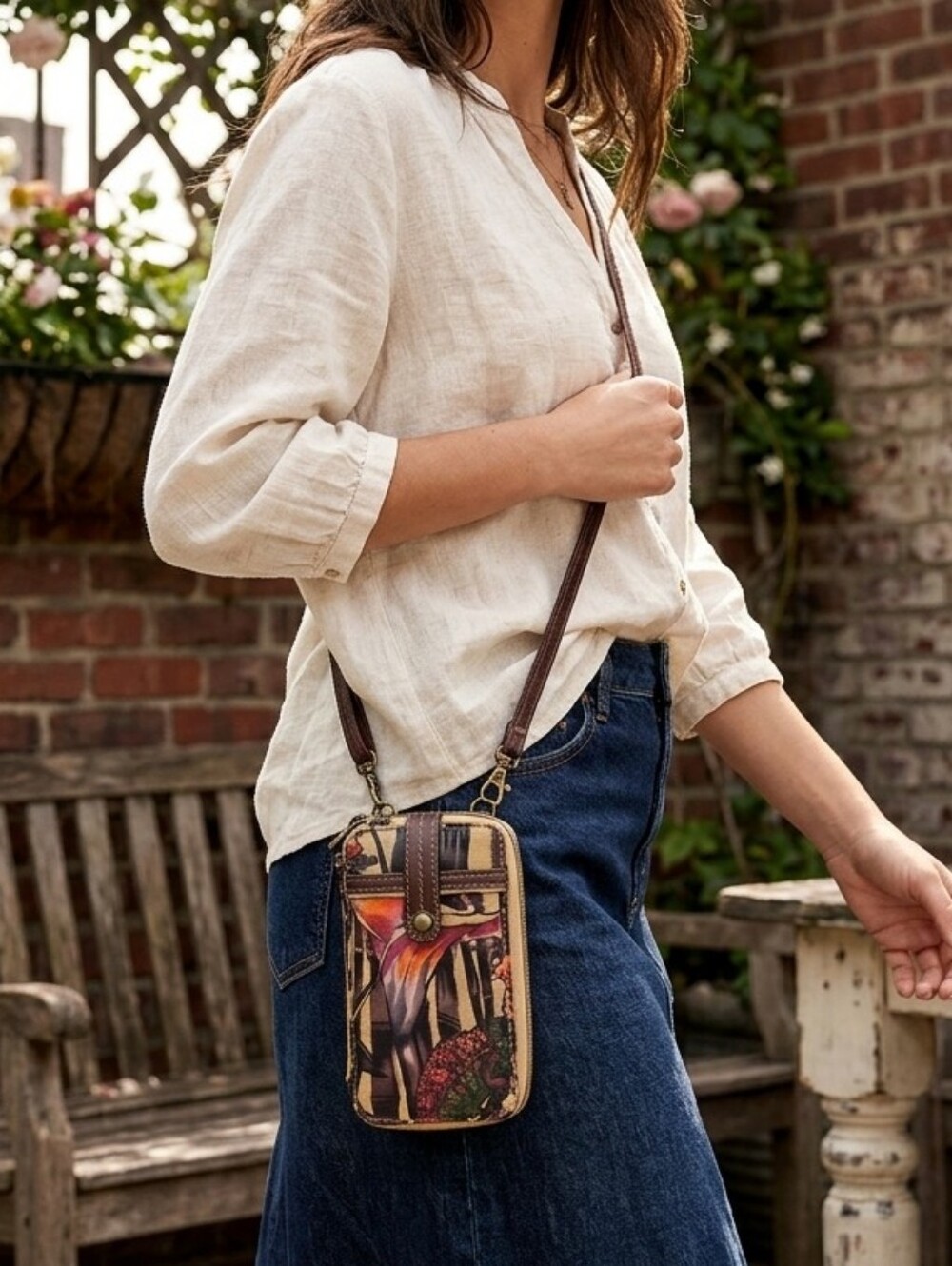 Sakroots Floral Print Mini Crossbody Organizer Bag